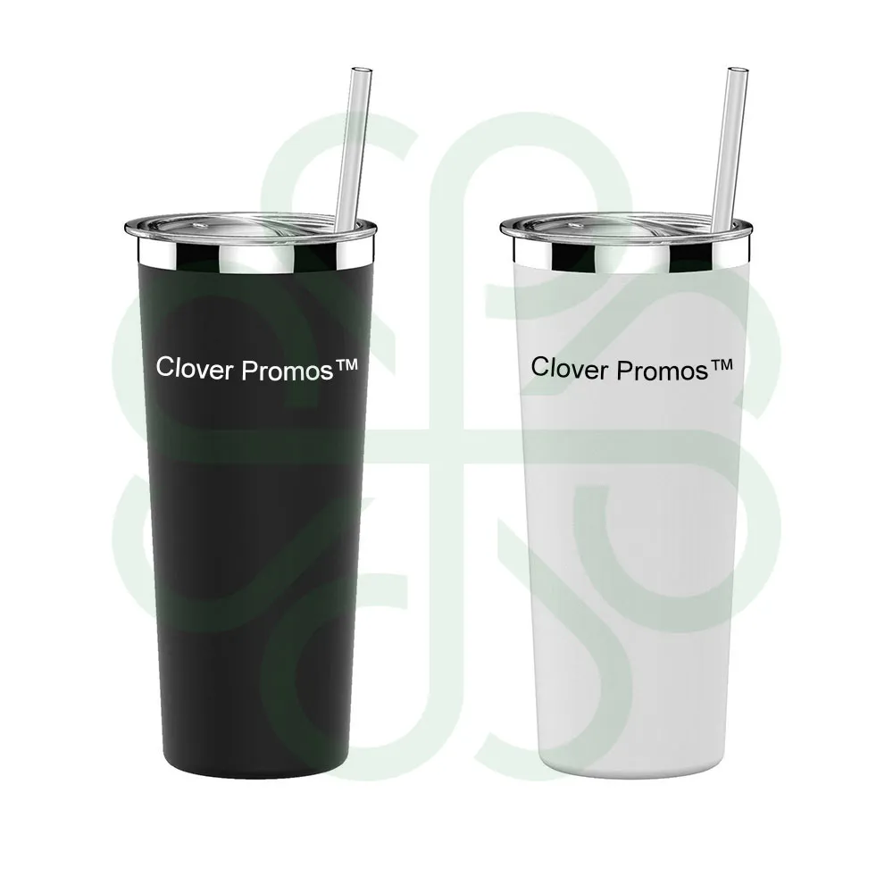 22oz Stainless Steel Double Wall Tumbler with Lid and Straw CP1006