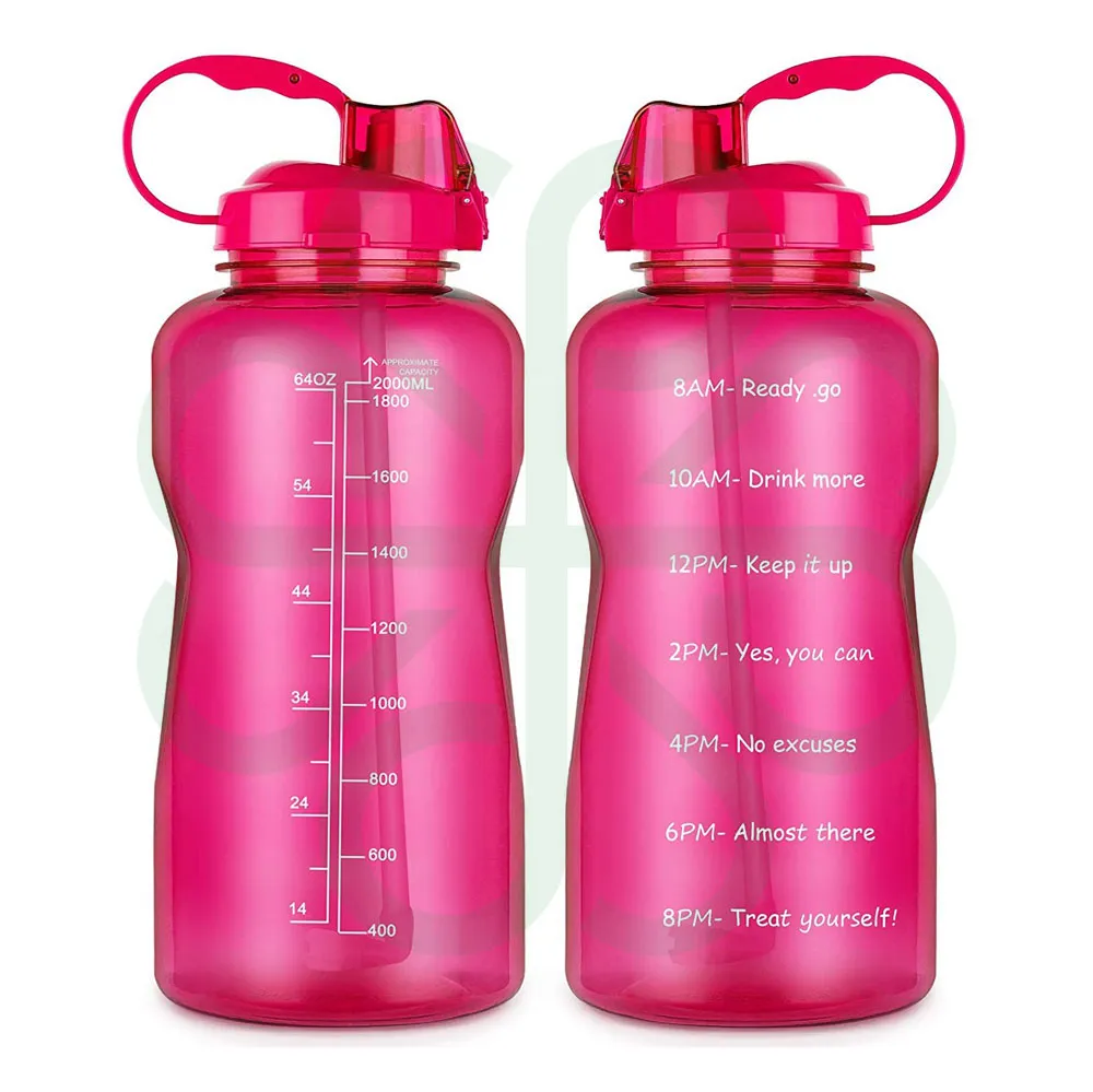 64.oz Motivational Water Bottle with Time Marker & Straw CP1013