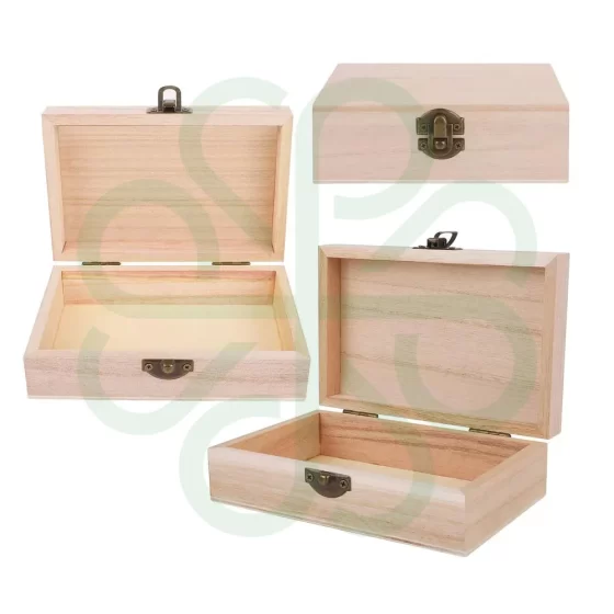 Wooden Box with Hinged Lid Decorate CP1384