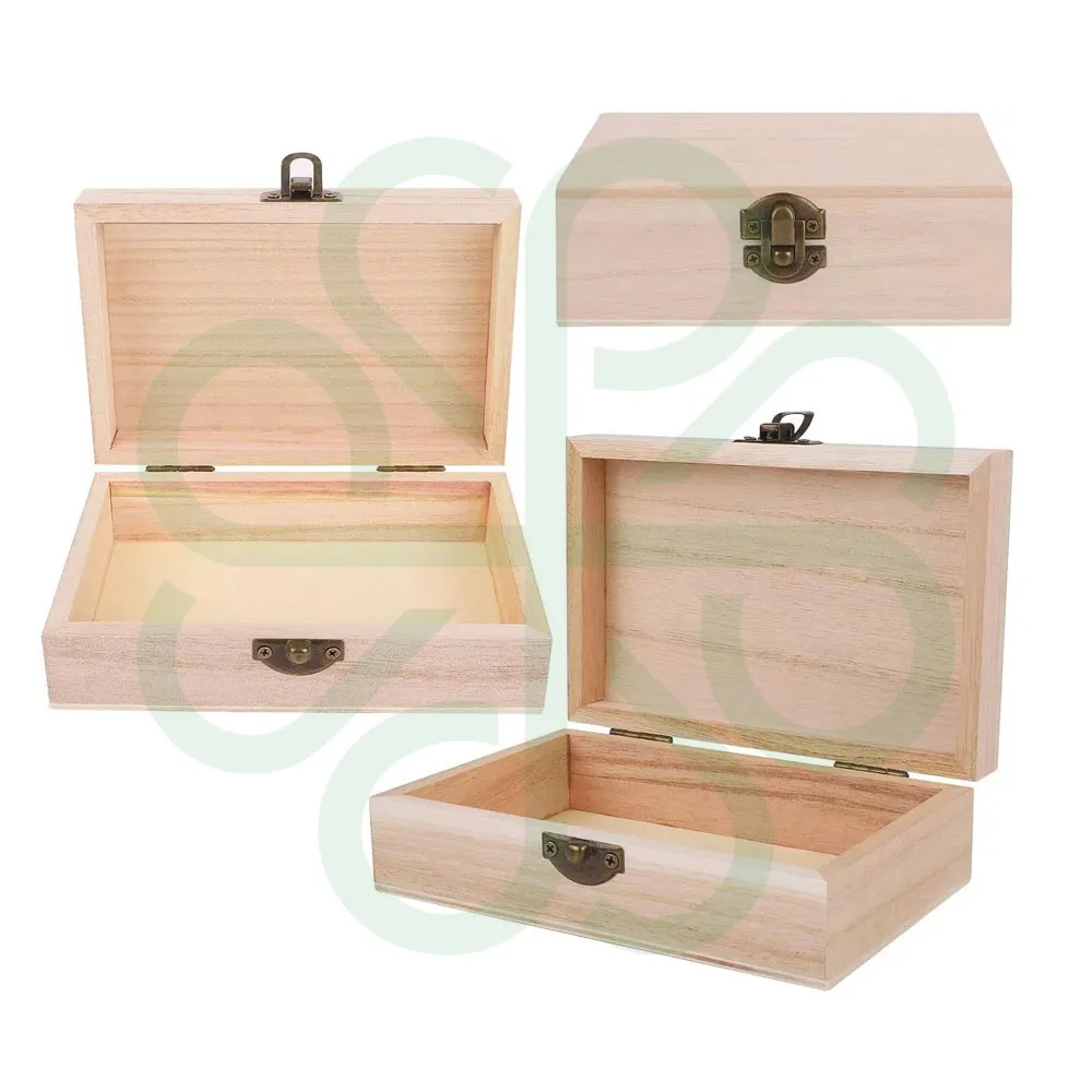 Wooden Box with Hinged Lid Decorate CP1384